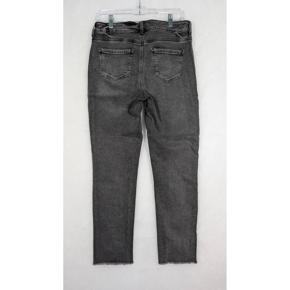 Time and Tru Straight Leg Jeans Women 6 Black Studded Embellished Raw Hem Edgy - Picture 2 of 11